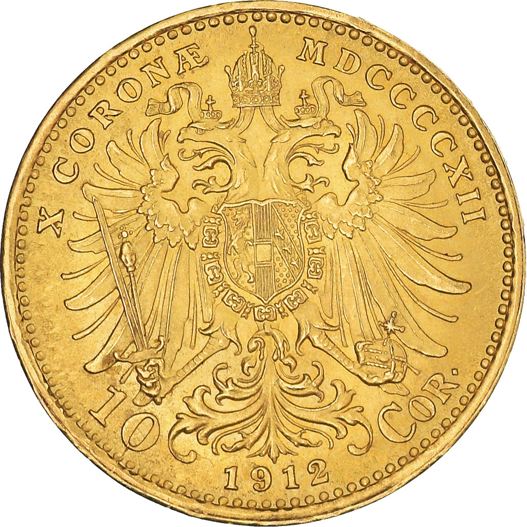 Moneda, Austria, Franz Joseph I, 10 Corona, 1912, Official restrike, EBC+, Oro