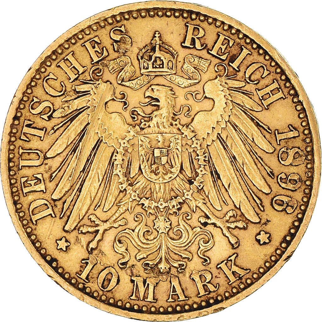 Coin, German States, PRUSSIA, Wilhelm II, 10 Mark, 1896, Berlin, EF(40-45)