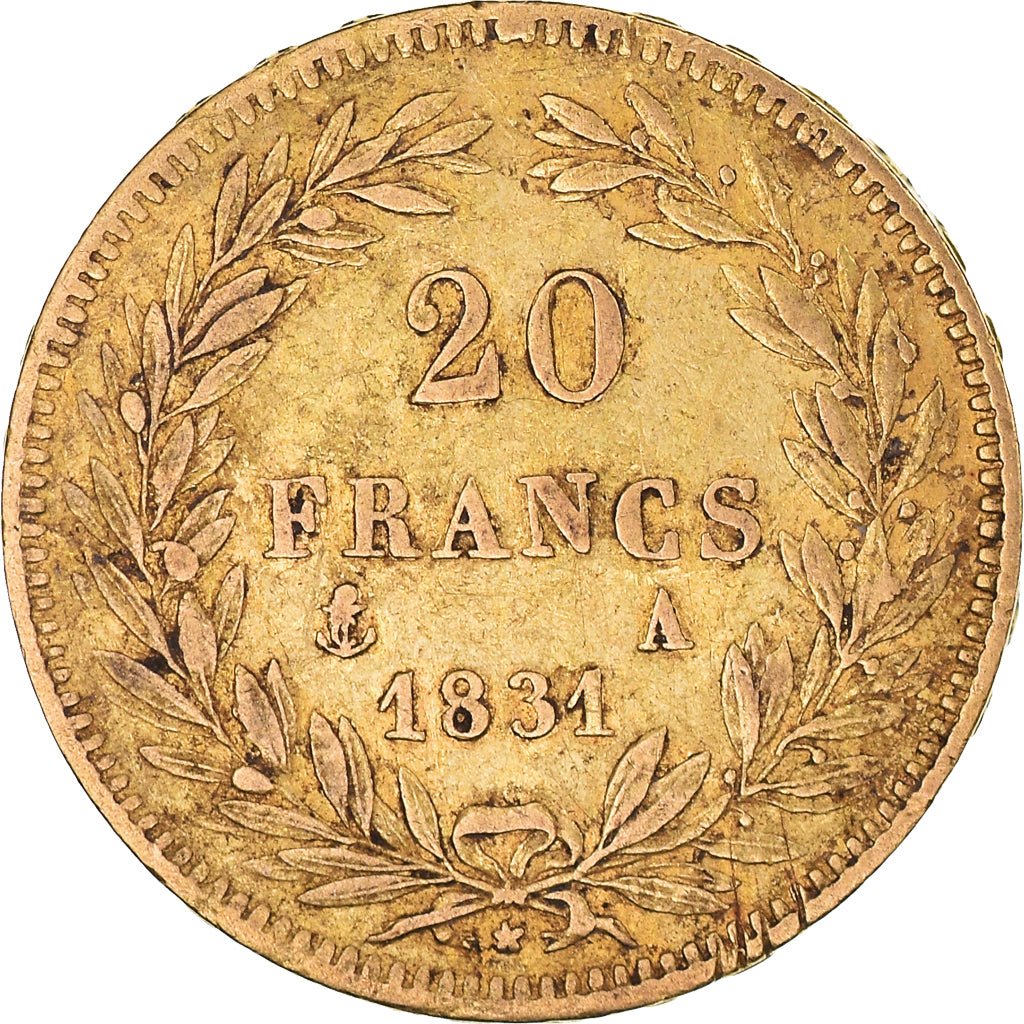 Coin, France, Louis-Philippe, 20 Francs, 1831, Paris, VF(30-35), Gold, KM:746.1