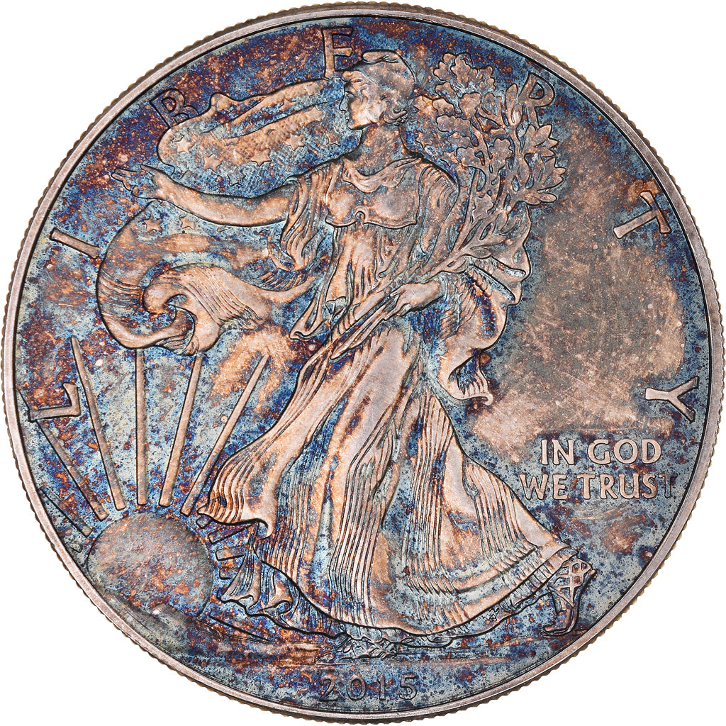 Moneda, Estados Unidos, Silver Eagle, Dollar, 2015, Iridescent toning, SC, Plata