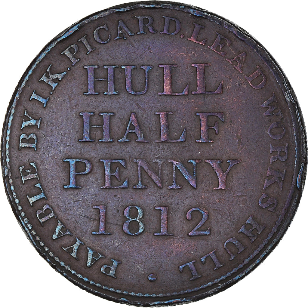 Moneta, Gran Bretagna, Hull Lead Works, Halfpenny Token, 1812, Hull, BB, Rame