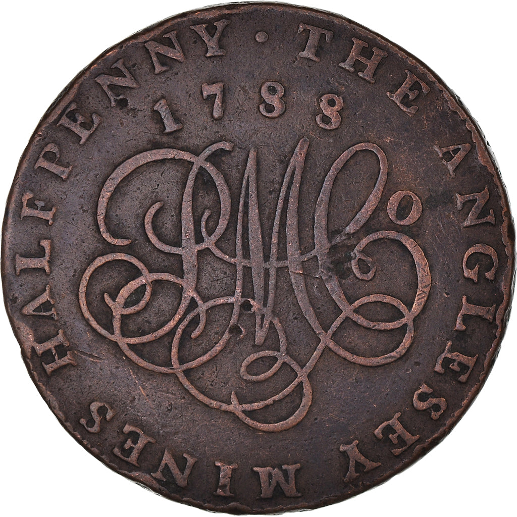 Coin, Great Britain, Wales, Halfpenny Token, 1788, Anglesey, VF(20-25), Copper