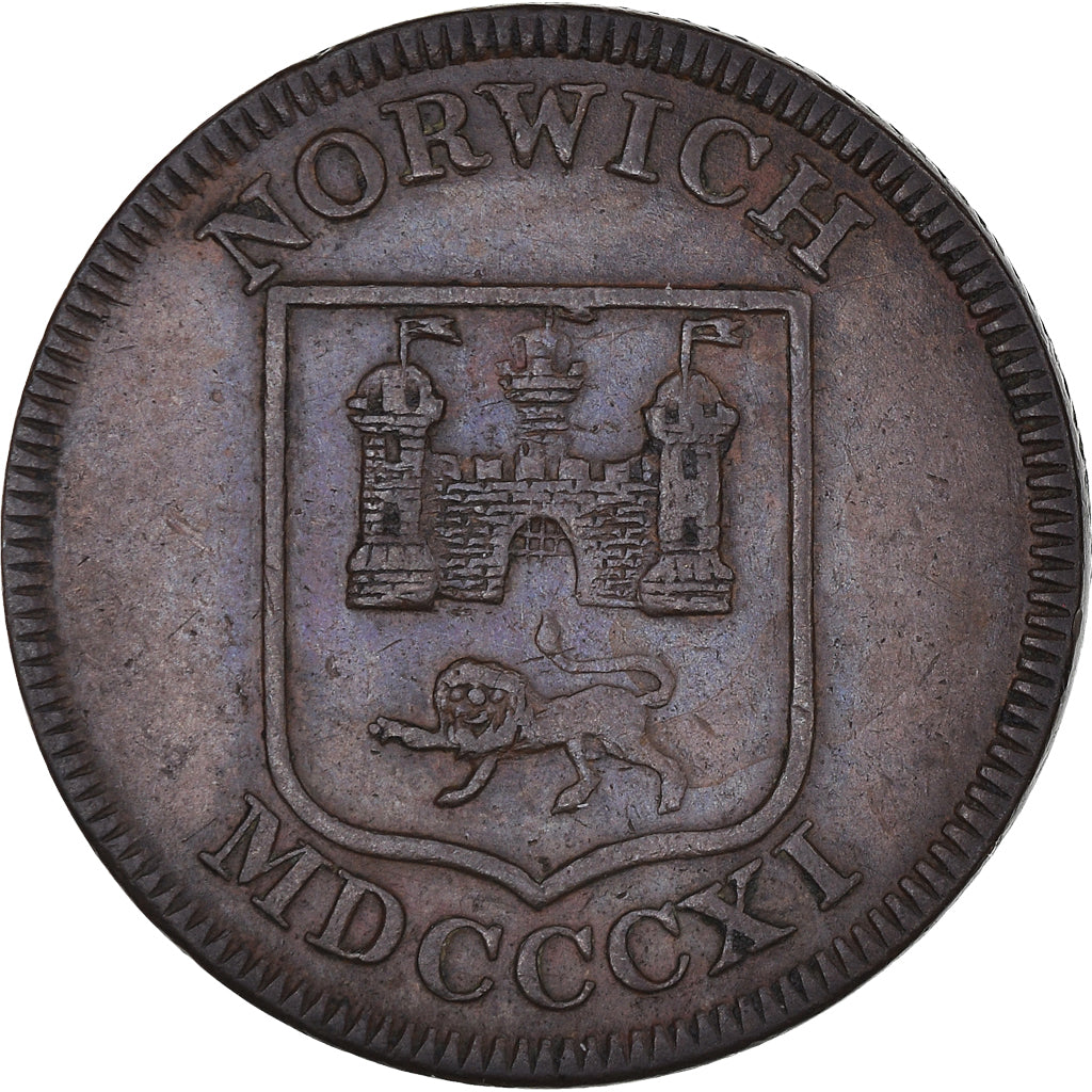 Moneda, Gran Bretaña, Norfolk, Francis Newton, Halfpenny Token, 1811, Norwich