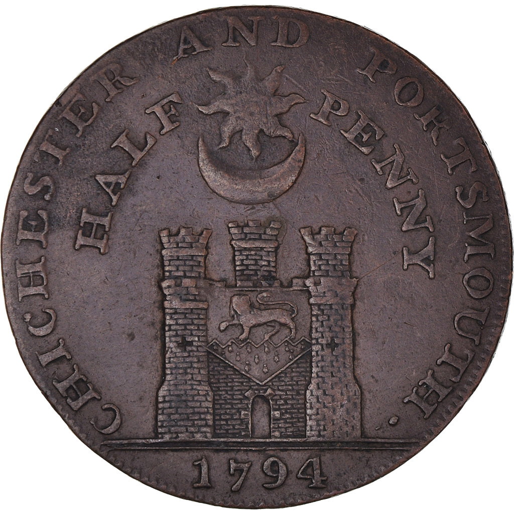 Coin, Great Britain, Hampshire, Halfpenny Token, 1794, Portsmouth, EF(40-45)