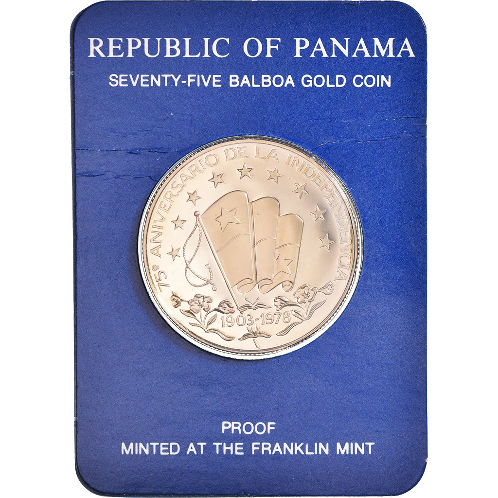 Coin, Panama, 75 Balboas, 1978, U.S. Mint, Proof, MS(65-70), Gold, KM:55