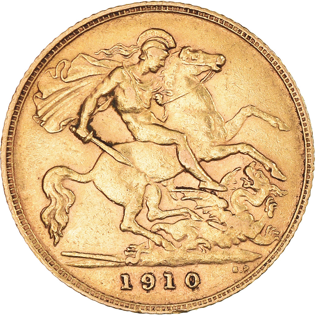 Monnaie, Grande-Bretagne, Edward VII, 1/2 Sovereign, 1910, TTB, Or, KM:804