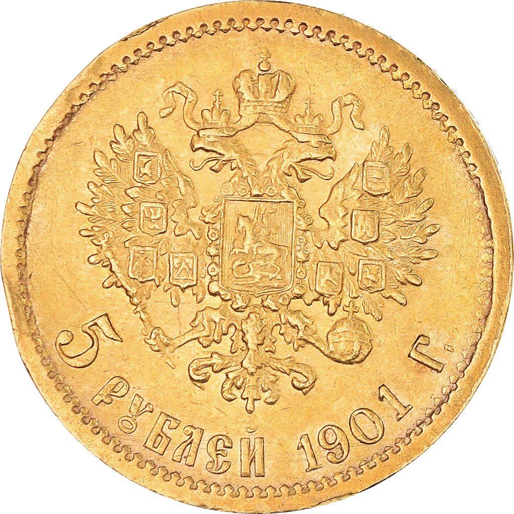 Monnaie, Russie, Nicholas II, 5 Roubles, 1901 ФЗ, St. Petersburg, TTB+, Or