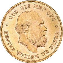 Moeda, Países Baixos, William III, 10 Gulden, 1875, Utrecht, MS(63), Dourado