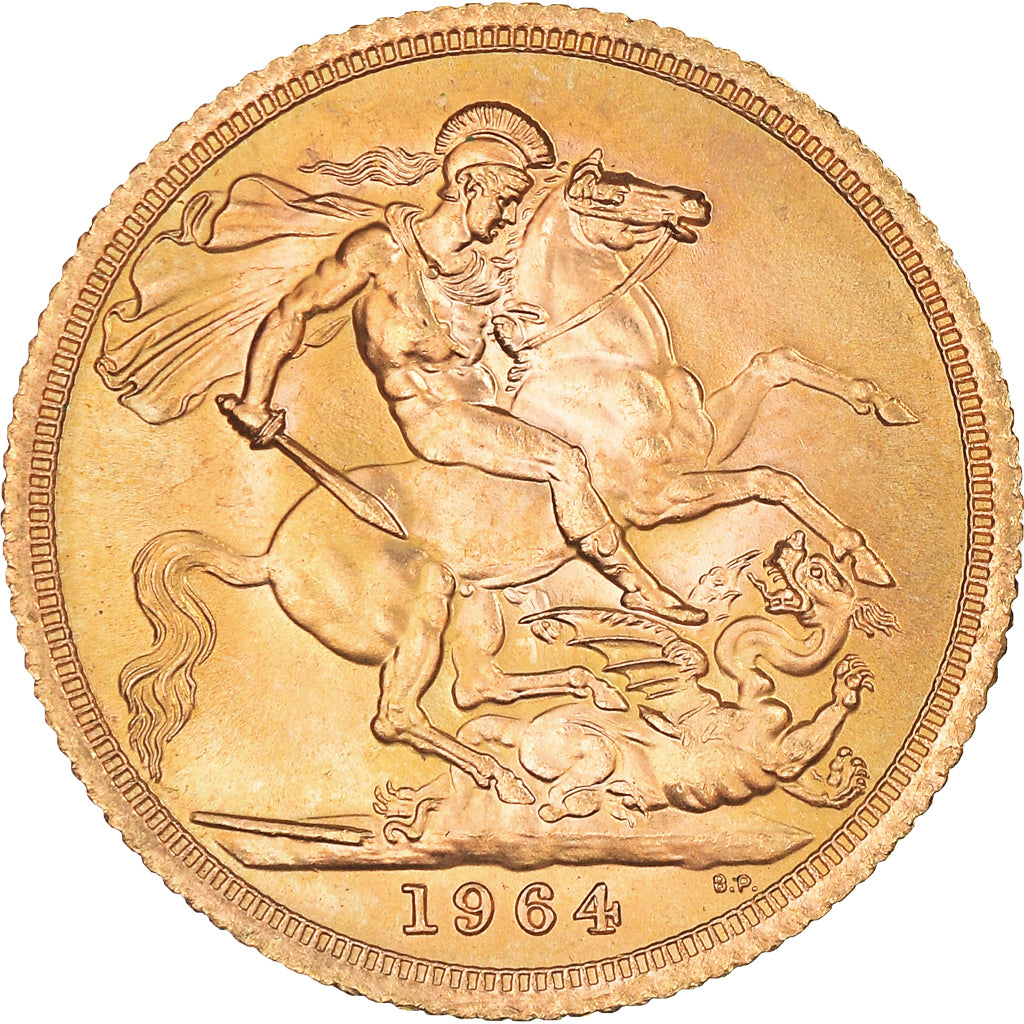 Coin, Great Britain, Elizabeth II, Sovereign, 1964, MS(63), Gold, KM:908