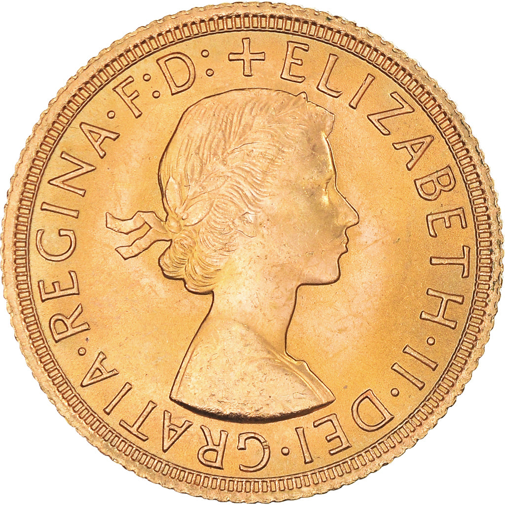 Coin, Great Britain, Elizabeth II, Sovereign, 1964, MS(63), Gold, KM:908