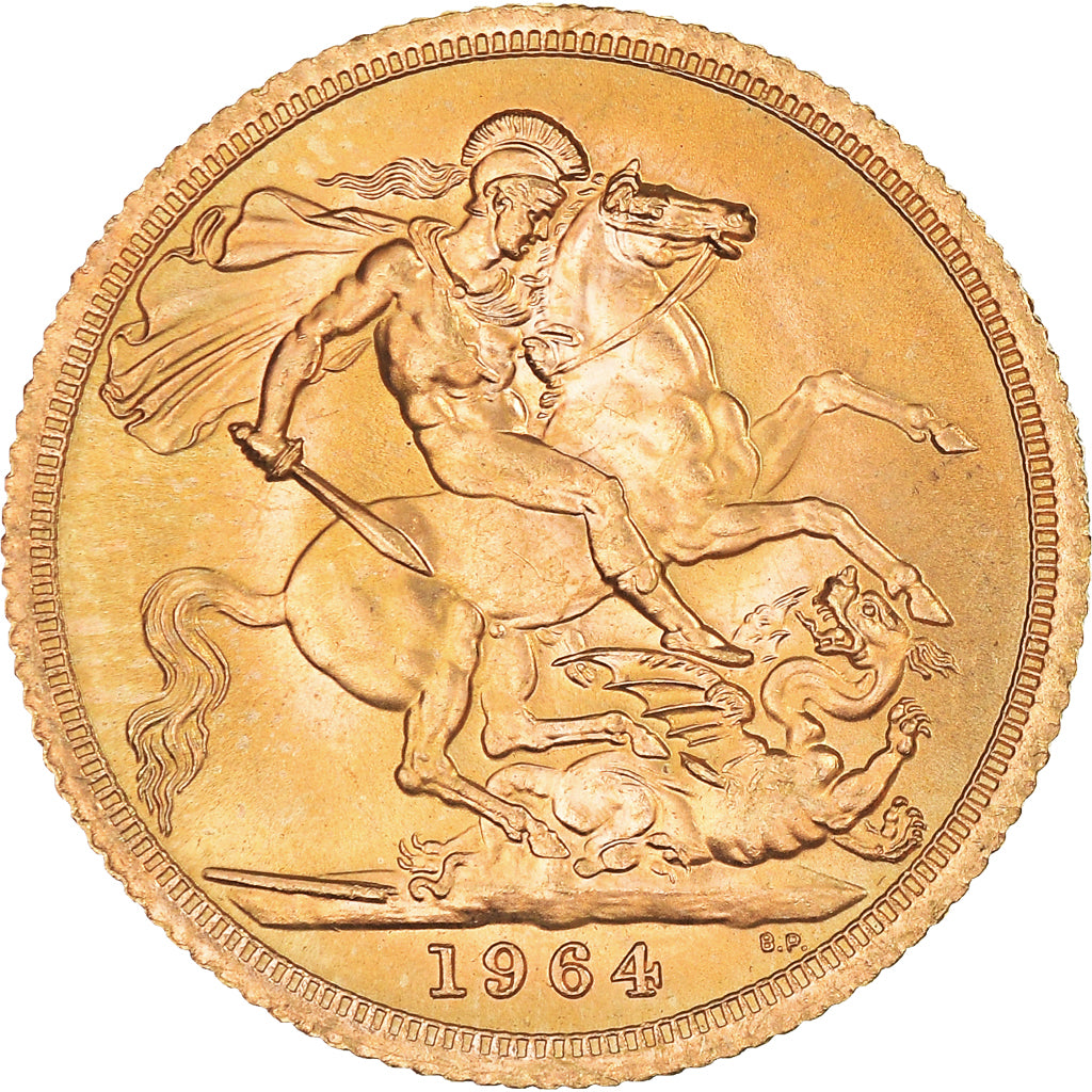 Coin, Great Britain, Elizabeth II, Sovereign, 1964, MS(64), Gold, KM:908