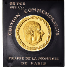 França, Medal, Charles de Gaulle, Monnaie de Paris, 1970, MS(65-70), Dourado