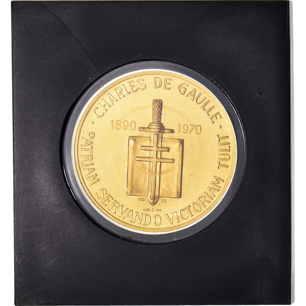 Francja, Medal, Charles de Gaulle, Monnaie de Paris, 1970, MS(65-70), Złoto