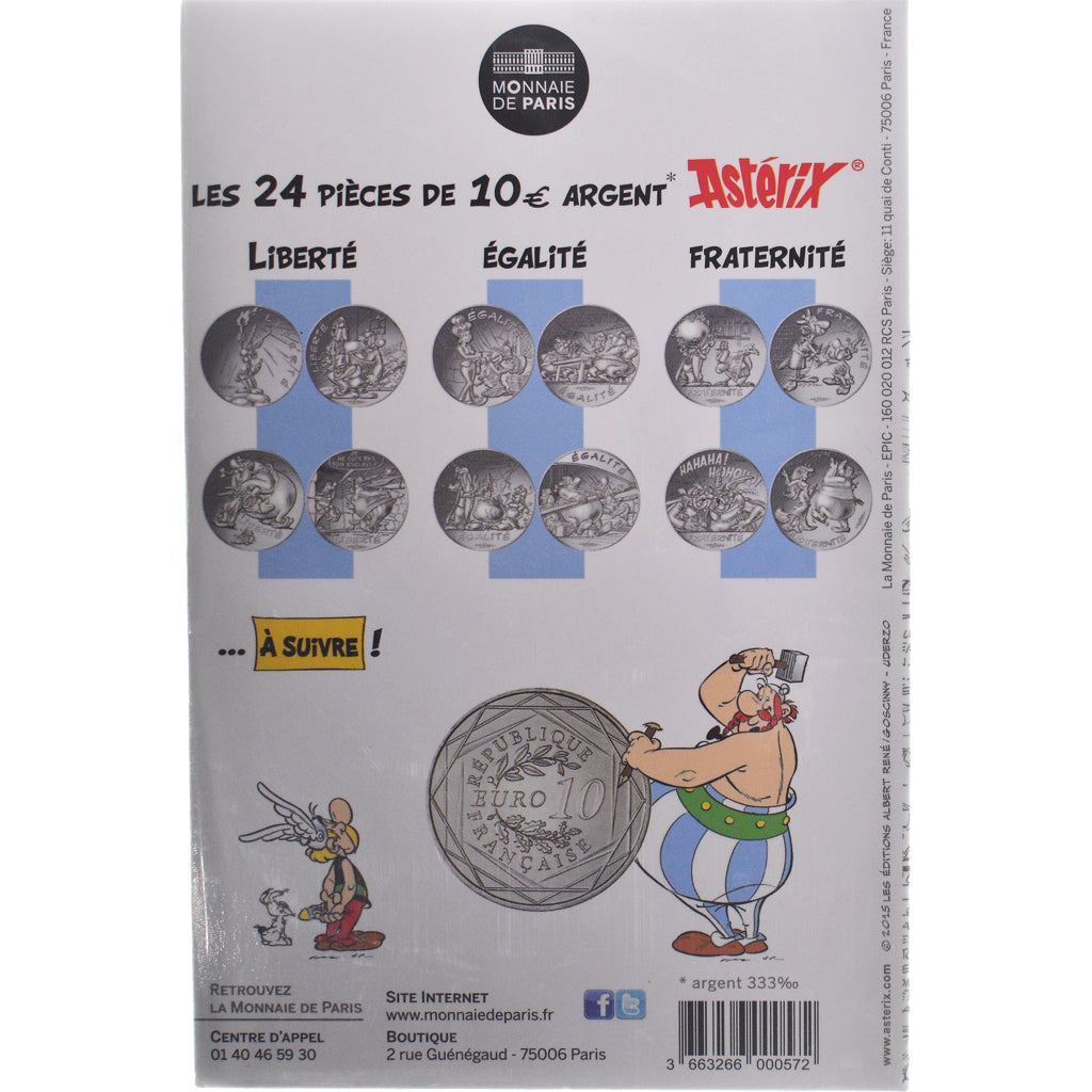 Francia, Monnaie de Paris, 10 Euro, Astérix Égalité (La zizanie), 2015