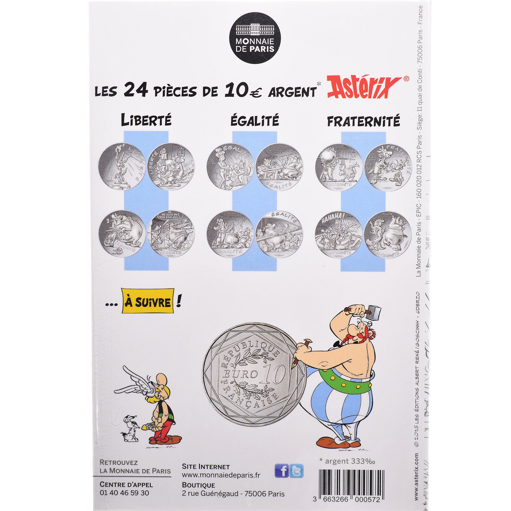 Francia, Monnaie de Paris, 10 Euro, Astérix Liberté (La grande traversée)