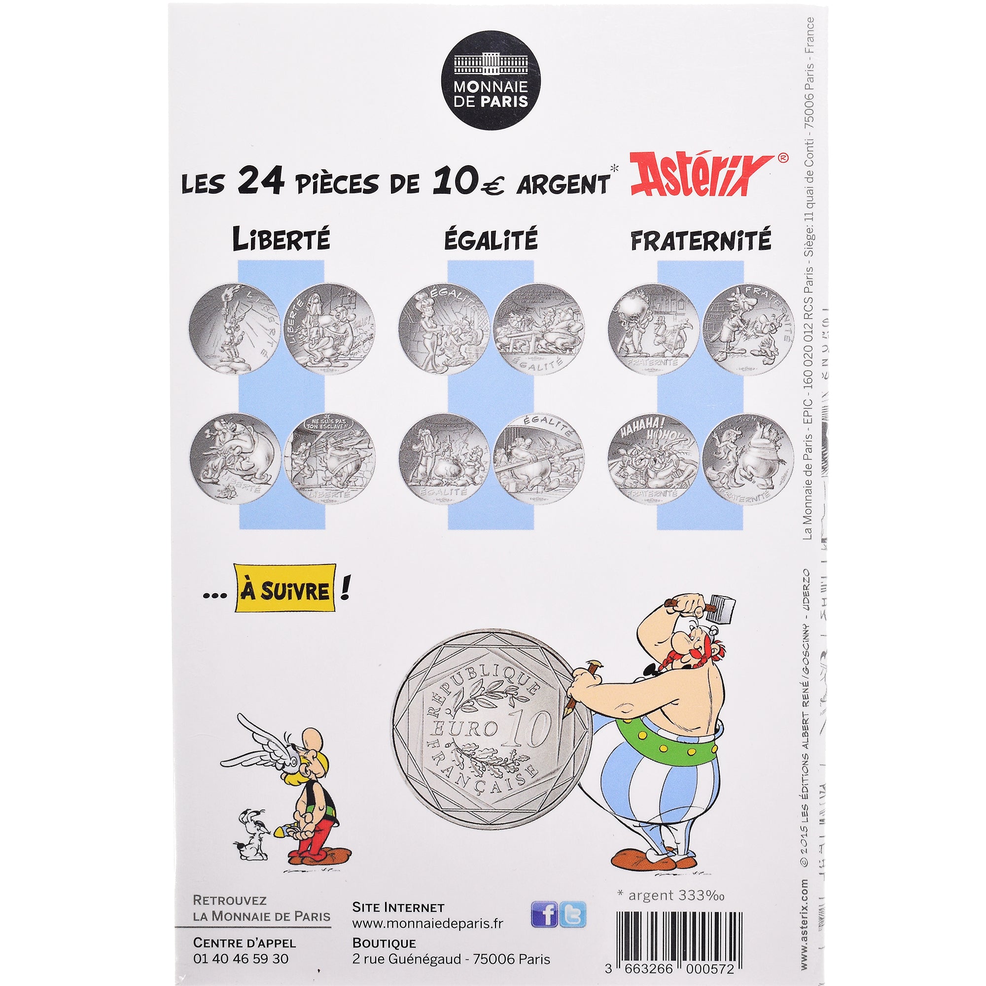 Frankrijk, Parijse munten, 10 Euro, Astérix Liberté (La rose et le glaive)