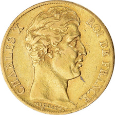 Moneda, Francia, Charles X, 20 Francs, 1825, Paris, MBC, Oro, KM:726.1