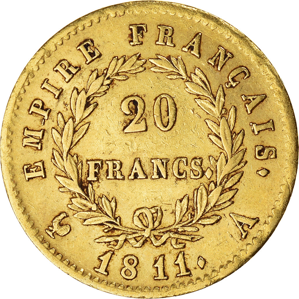 Moneta, Francia, Napoléon I, 20 Francs, 1811, Paris, BB, Oro, KM:695.1