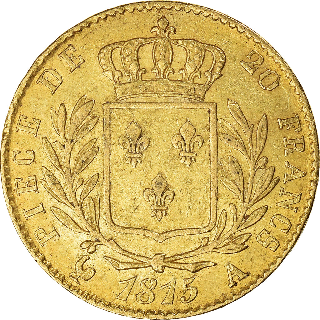 Moneta, Francia, Louis XVIII, 20 Francs, 1815, Paris, BB, Oro, KM:706.1