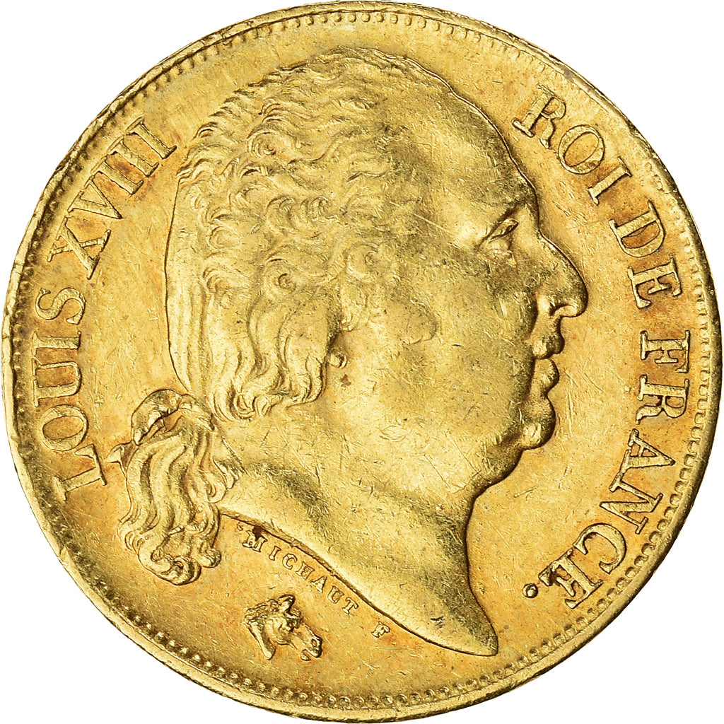 Moneta, Francia, Louis XVIII, 20 Francs, 1817, Paris, BB+, Oro, KM:712.1