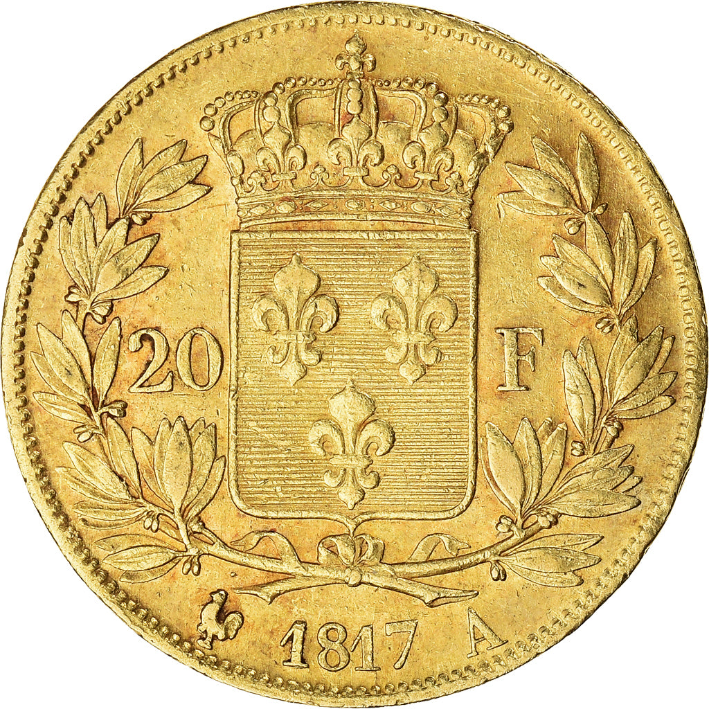 Moneta, Francia, Louis XVIII, 20 Francs, 1817, Paris, BB+, Oro, KM:712.1