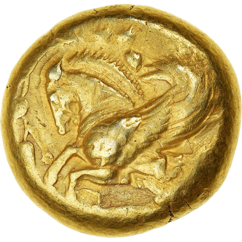 Myzja, Stater, 480-450 BC, Lampsakos, Rzadkie, Elektrum, NGC, VF(30-35)