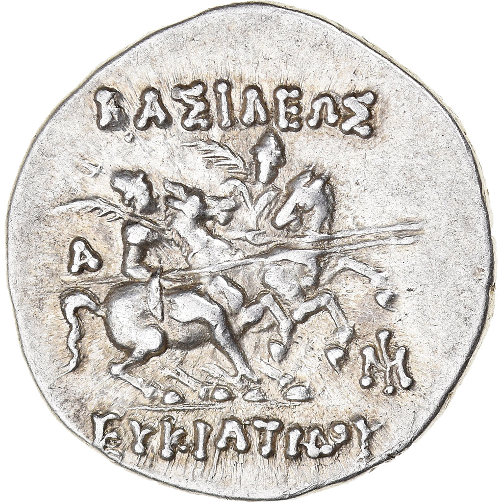 Coin, Baktrian Kingdom, Eukratides I, Drachm, 170-145 BC, Very rare, AU(55-58)