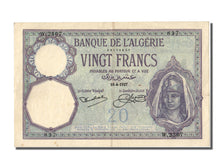 Algeria, 20 Francs, 1927, KM #78b, 1927-04-16, AU(50-53), W