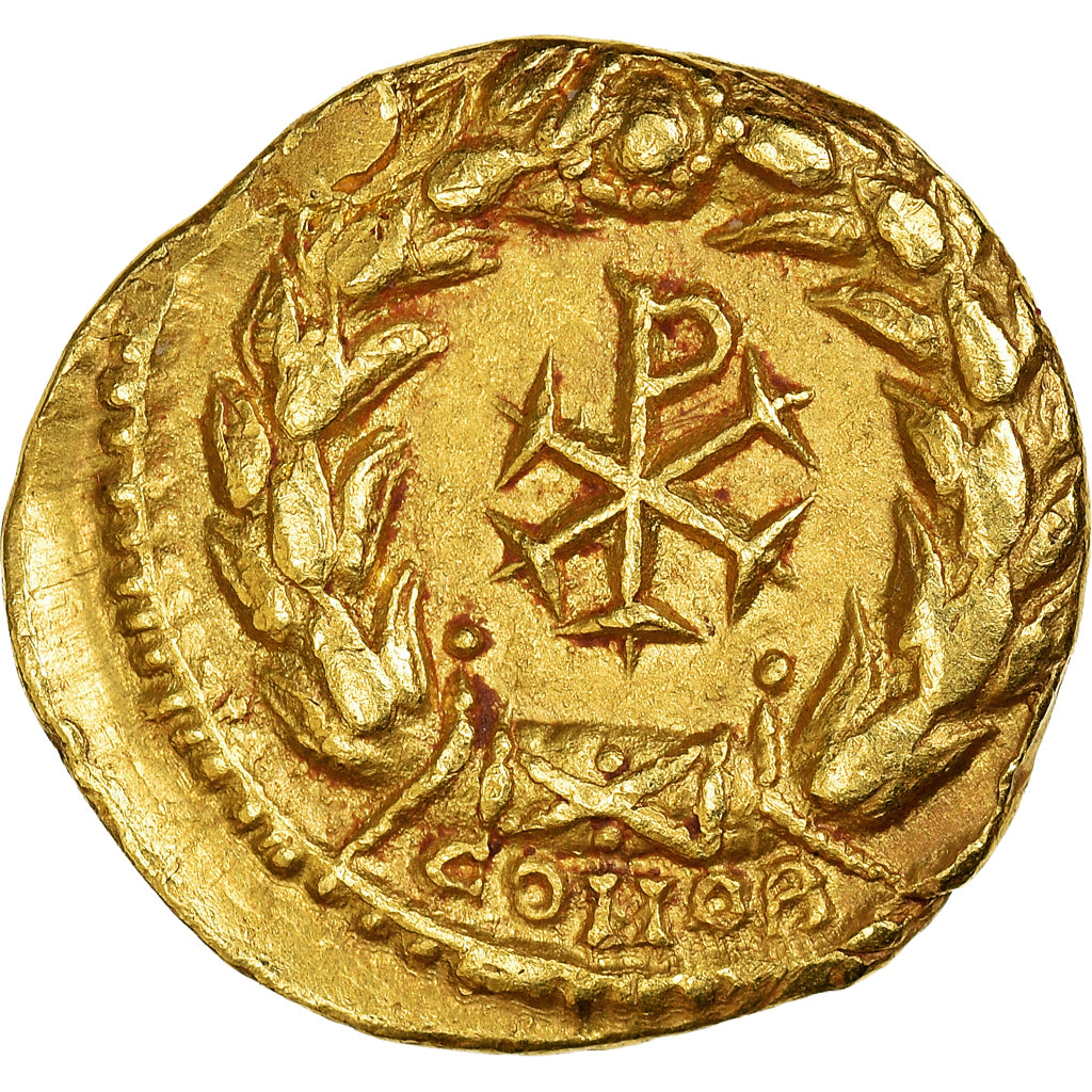 Coin, Galla Placidia, Tremissis, AD 422, Ravenna, Extremely rare, AU(50-53)