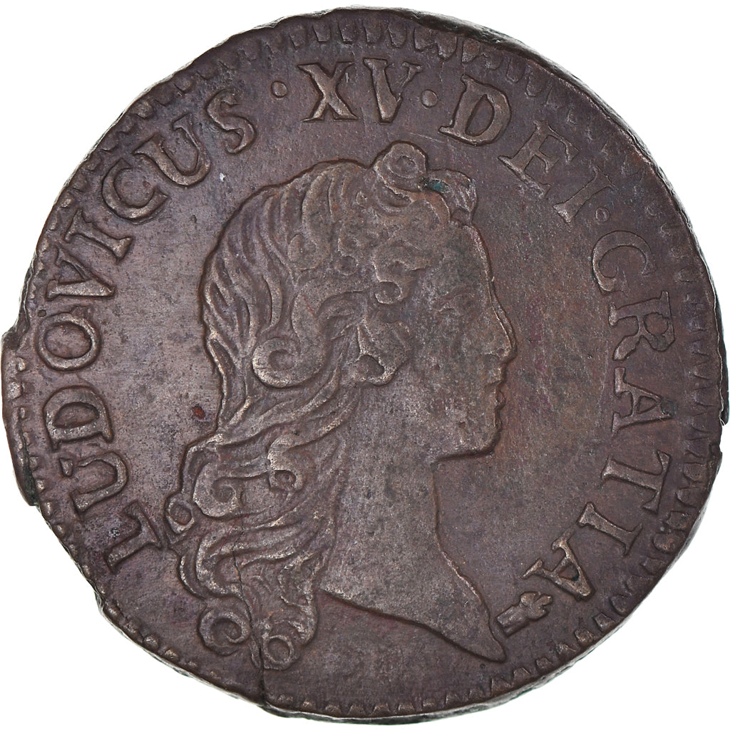 Coin, France, Louis XV, Liard, 1720, Besançon, AU(50-53), Copper, Gadoury:270