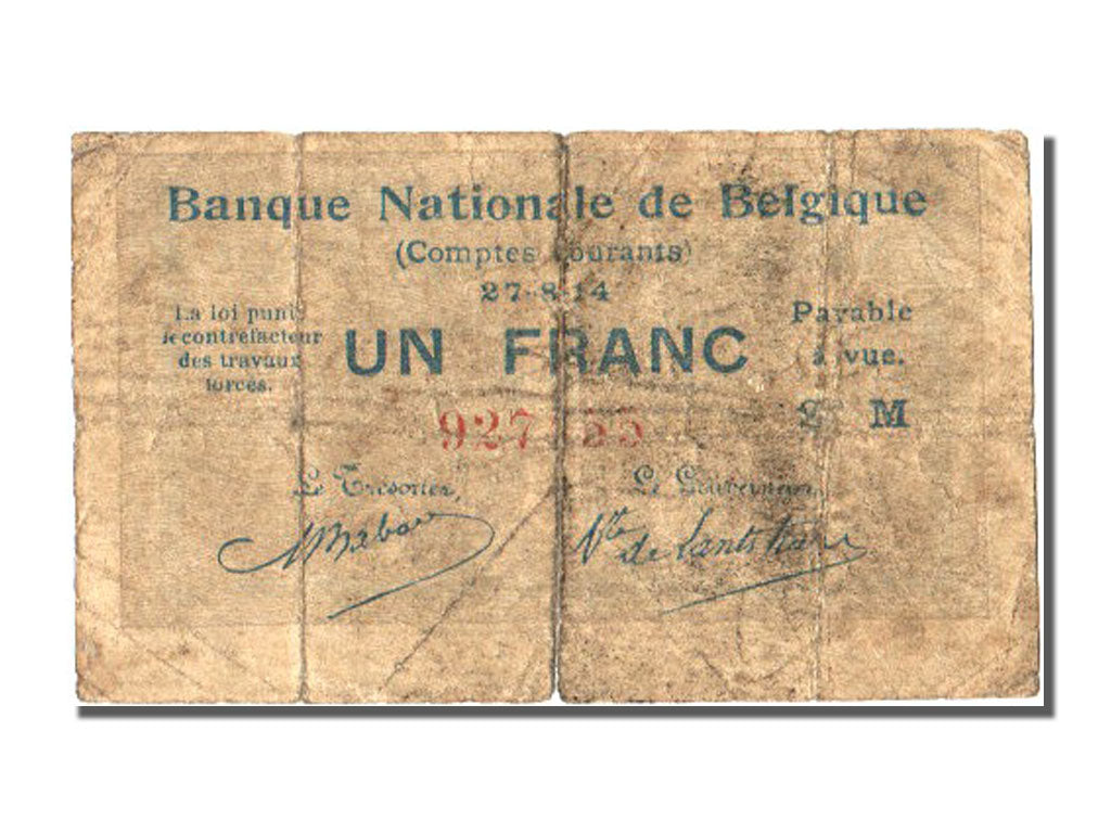 Banknote, Belgium, 1 Franc, 1914, 1914-08-27, F(12-15)