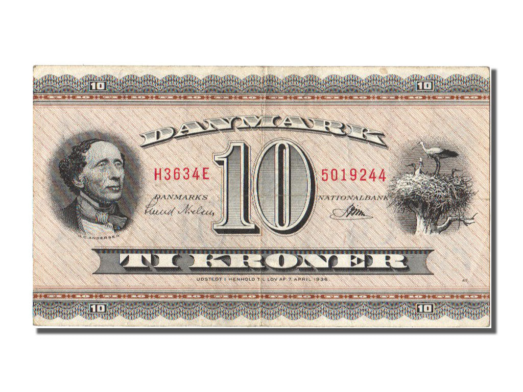 Banknot, Dania, 10 Kroner, 1963, EF(40-45)