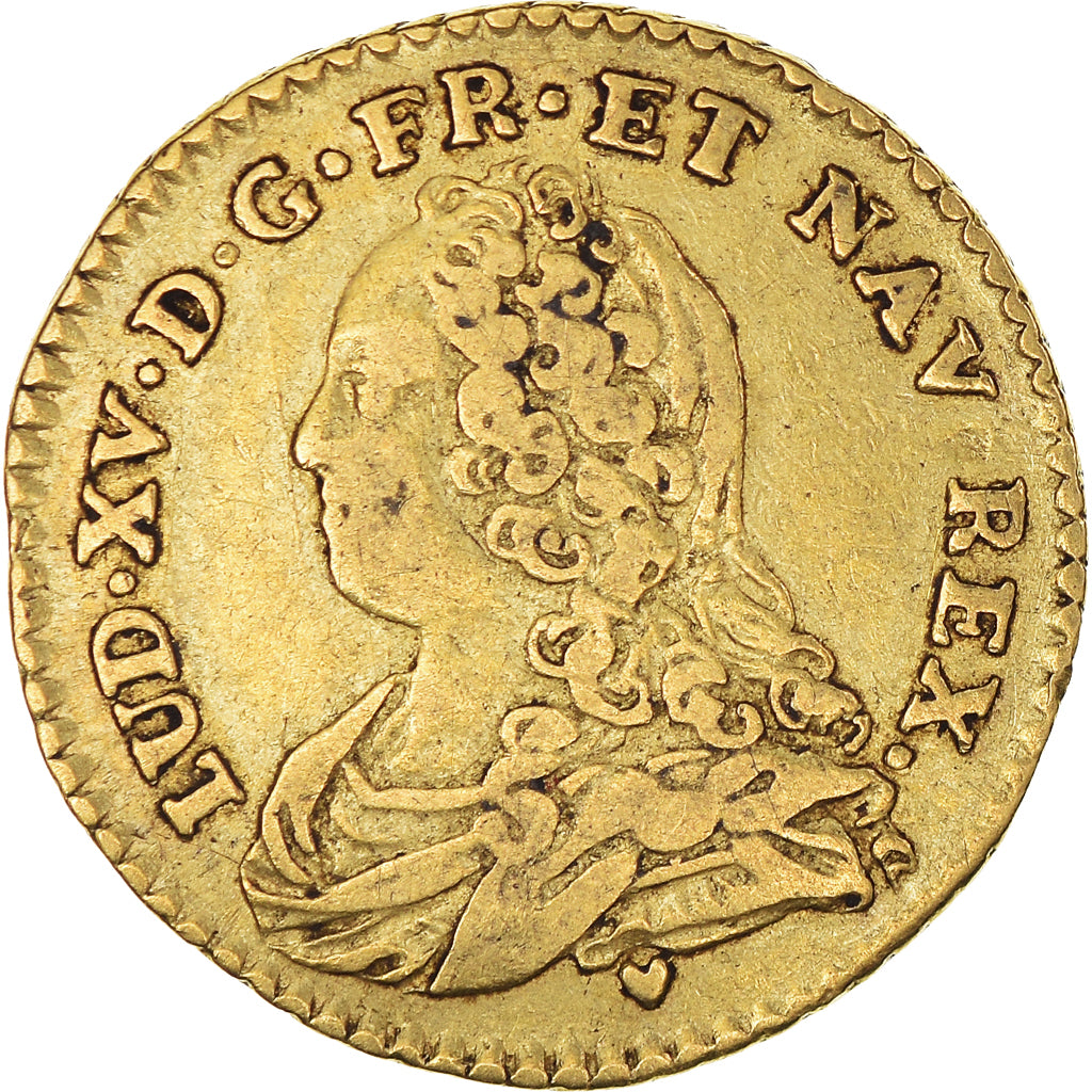 Moneda, Francia, Louis XV, 1/2 Louis d'or aux lunettes, 1727, Poitiers, BC+