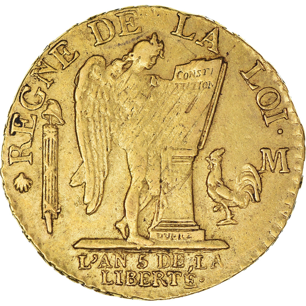 Coin, France, Louis XVI, 24 Livres, 1793, Toulouse, Very rare, EF(40-45), Gold