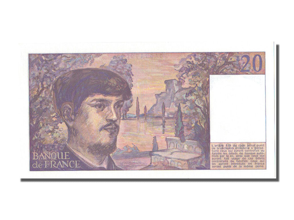France, 20 Francs, 20 F 1980-1997 ''Debussy'', 1989, KM #151c, UNC(65-70), N,...