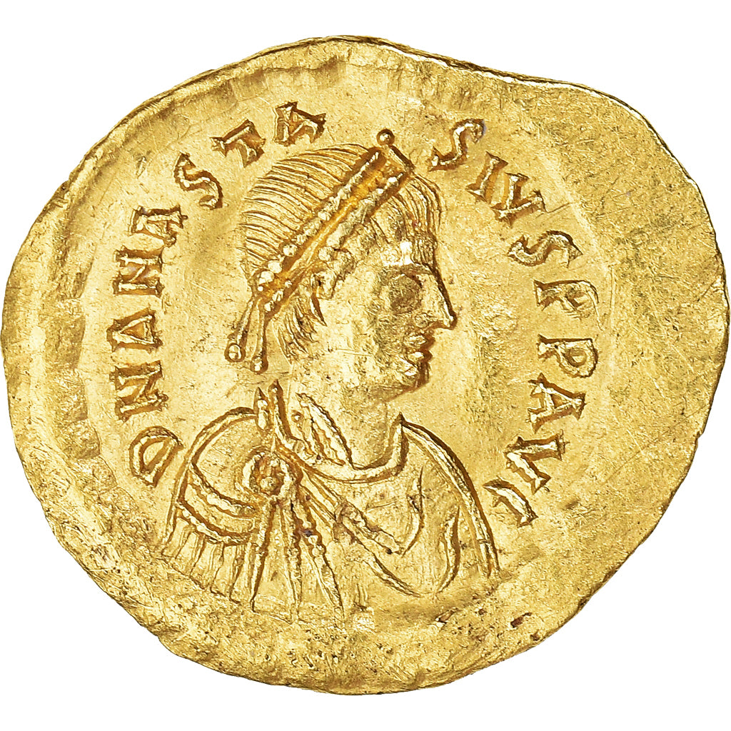 Coin, Anastasius I, Tremissis, 491-518 AD, Constantinople, AU(55-58), Gold