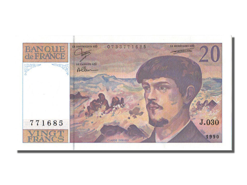 France, 20 Francs, 20 F 1980-1997 ''Debussy'', 1990, KM #151d, UNC(65-70), J,...