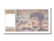 France, 20 Francs, 20 F 1980-1997 ''Debussy'', 1991, KM #151e, , T, Fayette #66.