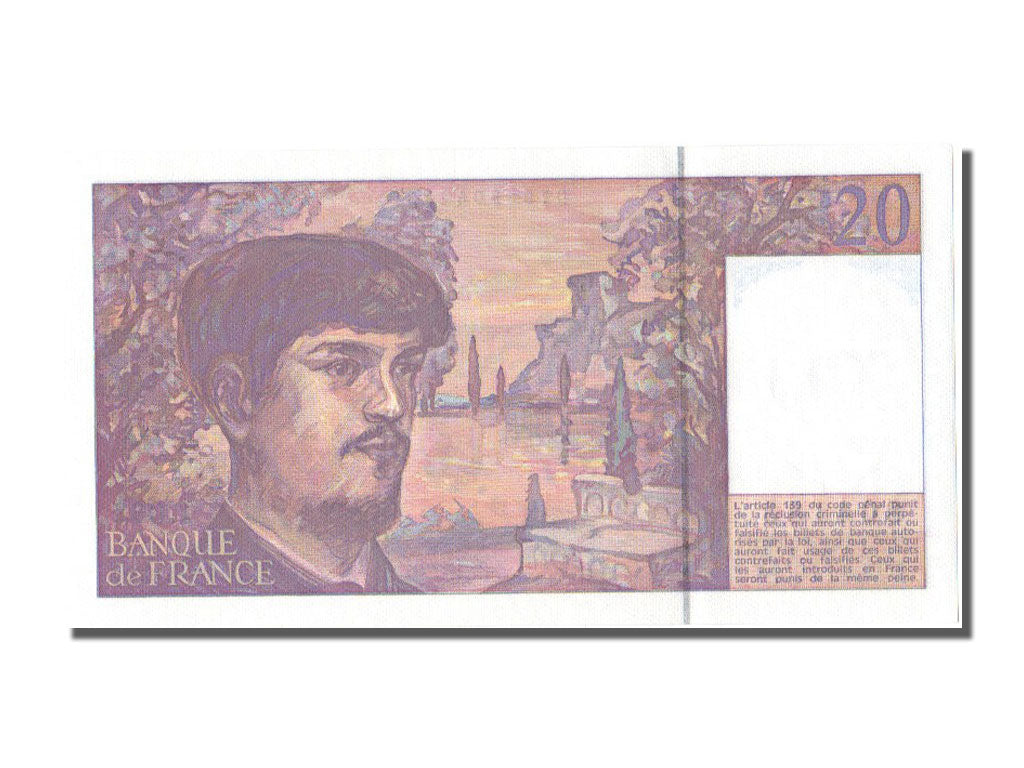 France, 20 Francs, 20 F 1980-1997 ''Debussy'', 1991, KM #151e, , T, Fayette #66.