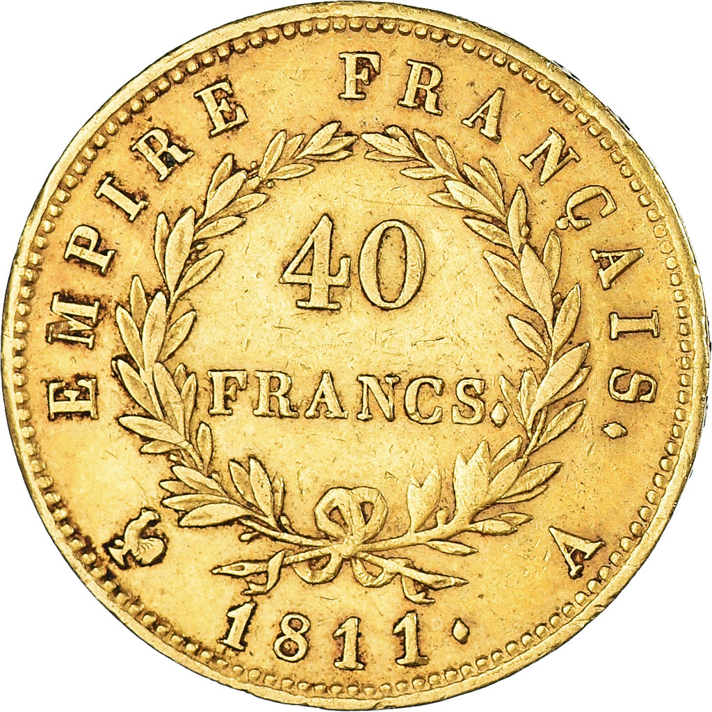 Moneda, Francia, Napoléon I, 40 Francs, 1811, Paris, MBC, Oro, KM:696.1