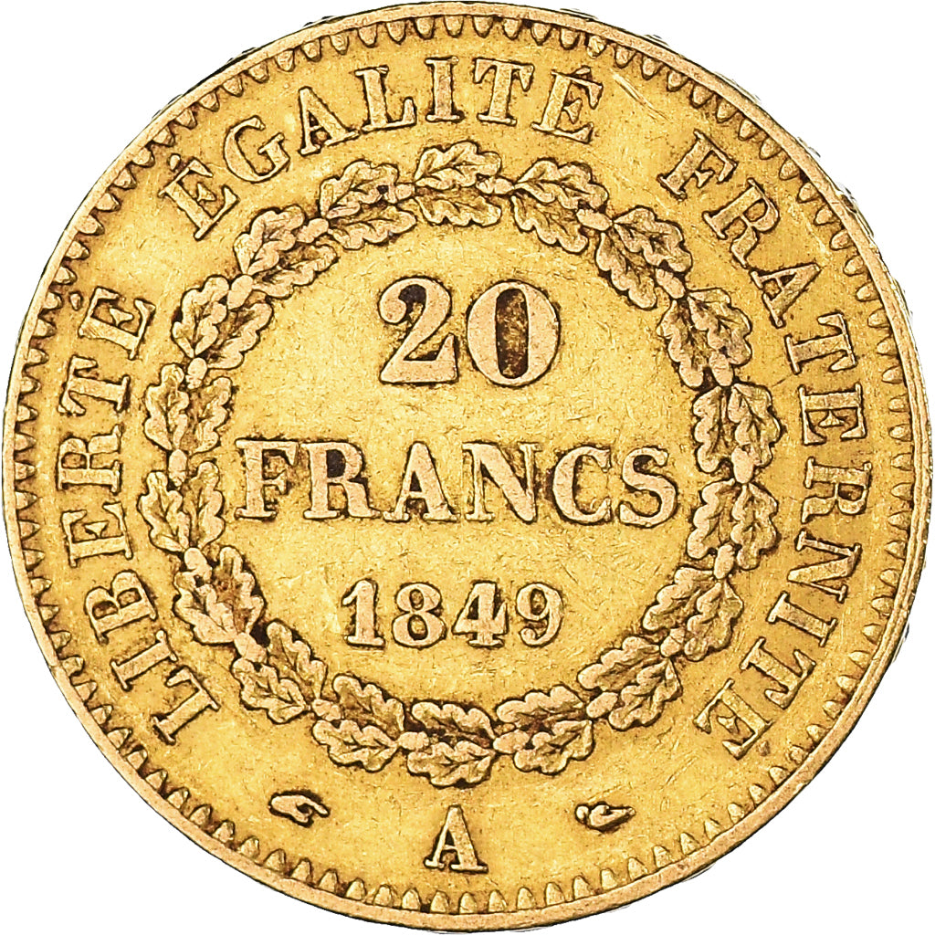 Coin, France, Génie, 20 Francs, 1849, Paris, EF(40-45), Gold, KM:757