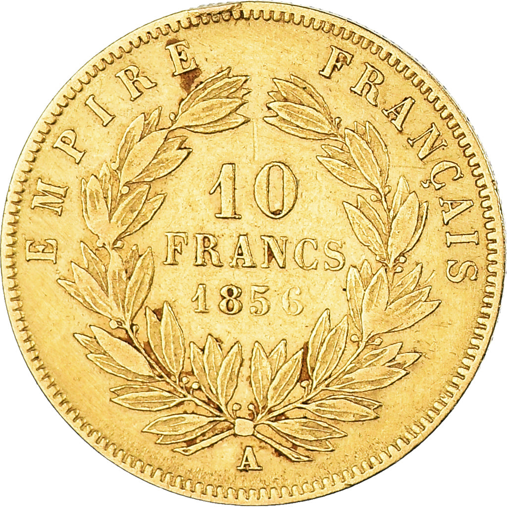Moneta, Francja, Napoleon III, 10 Francs, 1856, Paris, VF(30-35), Złoto