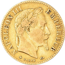 Moneta, Francia, Napoleon III, 10 Francs, 1866, Paris, MB+, Oro, KM:800.1