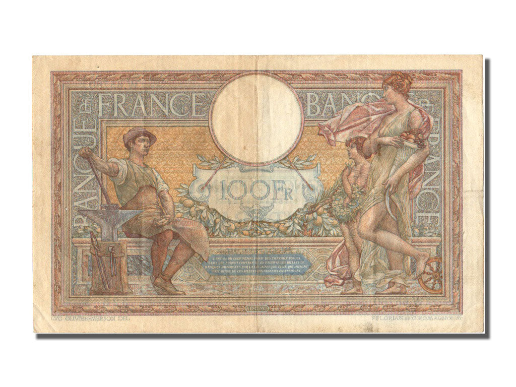 France, 100 Francs, 100 F 1908-1939 ''Luc Olivier Merson'', 1939, KM #86b,...