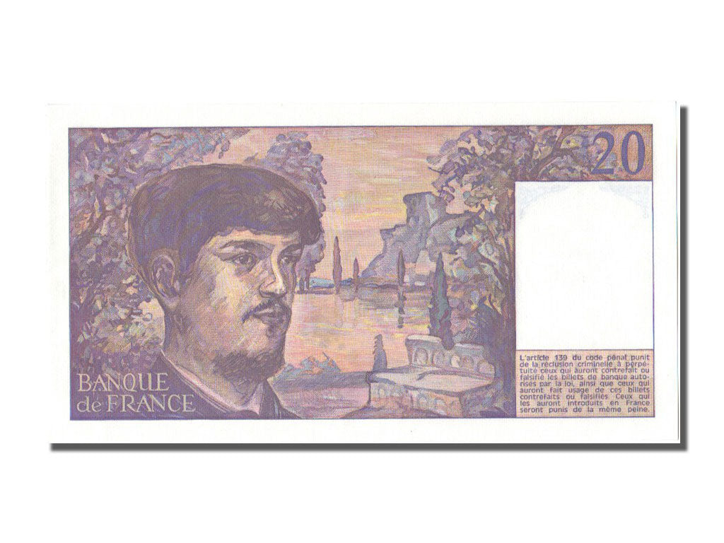 Francia, 20 Francs, 20 F 1980-1997 ''Debussy'', 1987, KM:151b, FDS, Fayette:66.8