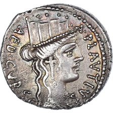 Moneta, Plautia, Denarius, 55 BC, Rome, AU(50-53), Srebro, Crawford:431/1