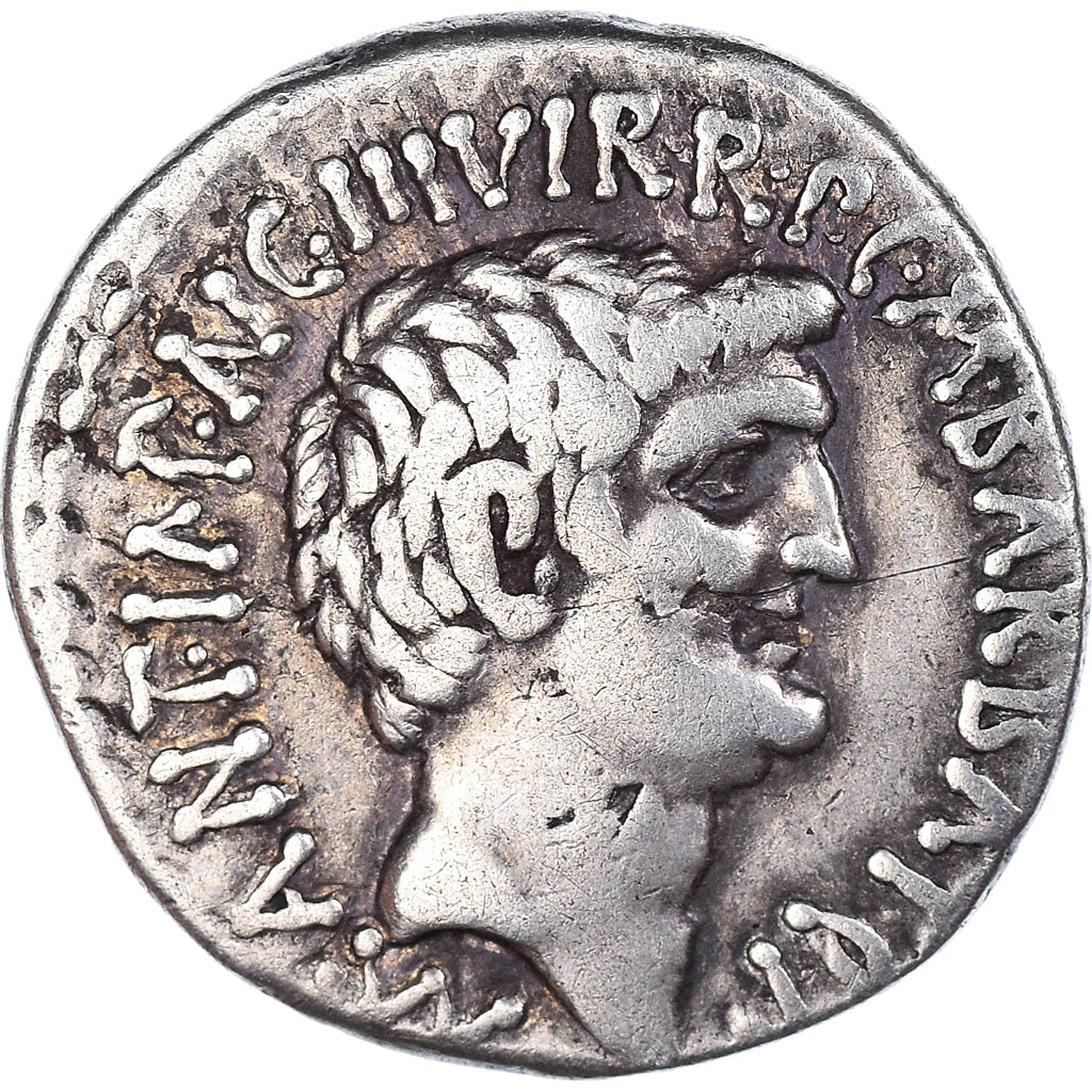 Monnaie, Marc Antoine & Octave, Denier, 41 BC, Atelier itinérant, TTB, Argent