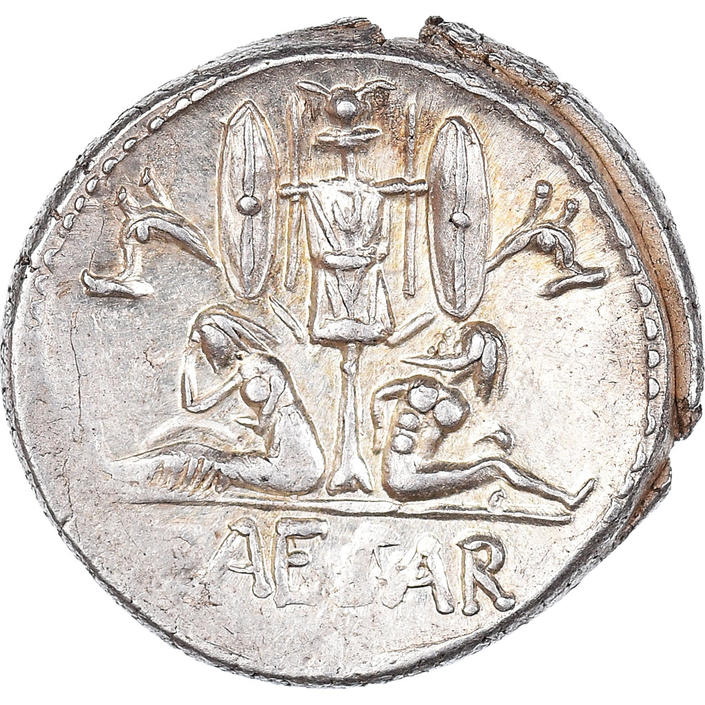 Coin, Julius Caesar, Denarius, 46-45 BC, Traveling Mint, MS(60-62), Silver