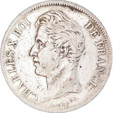 Moneta, Francia, Charles X, 5 Francs, 1828, Lille, MB+, Argento, KM:728.13