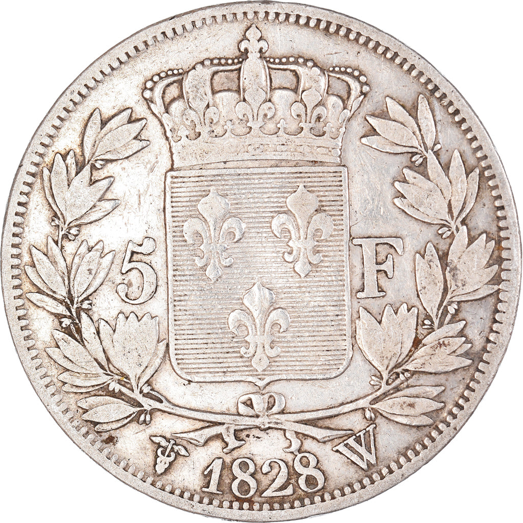 Münze, Frankreich, Charles X, 5 Francs, 1828, Lille, S+, Silber, KM:728.13